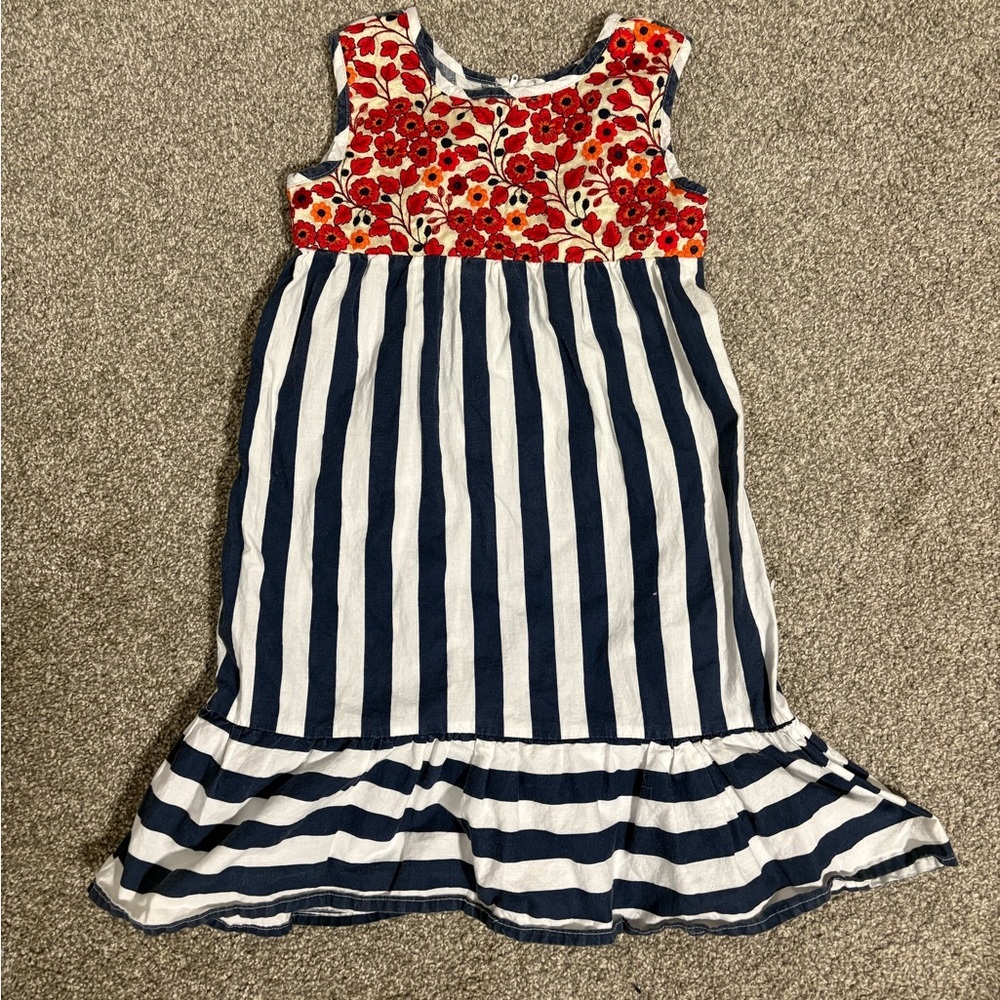 A.T.U.N. Summer Striped Floral Sleeveless Maxi Dress Girl's Size 5-6